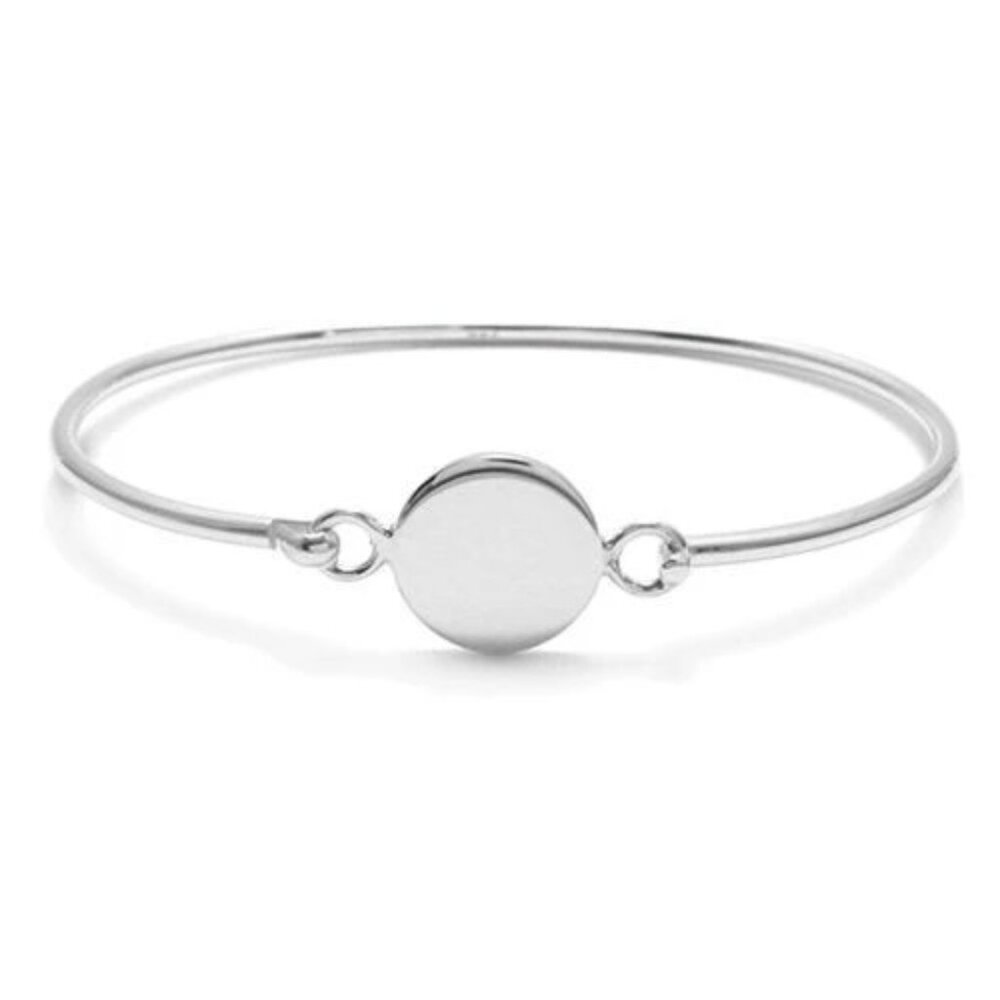 Simplistic Sterling Silver Engravable Bangle Brac… - image 1